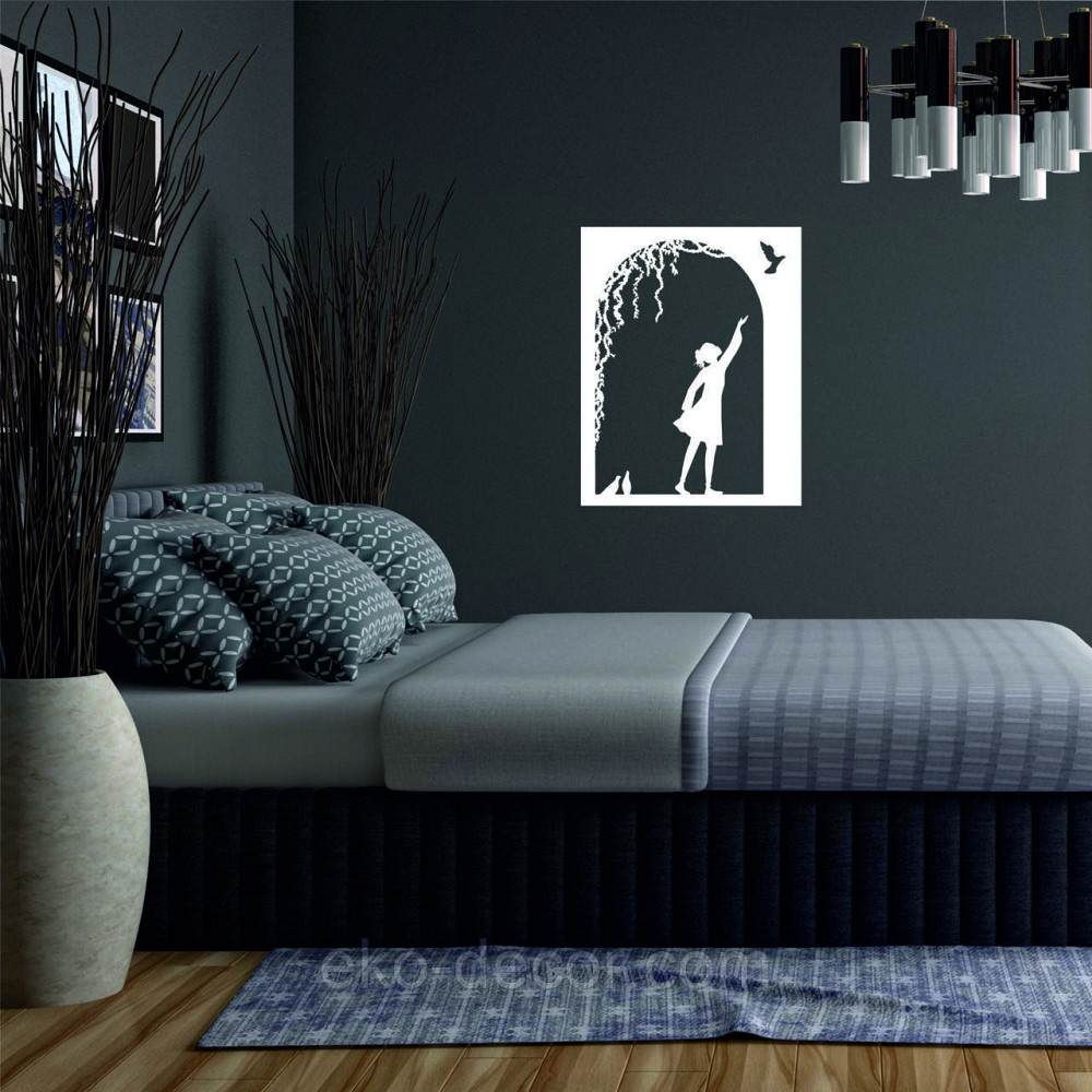 Декоративне настінне Панно «Дівчинка та голуб» Декор на стіну 110*86 см, Білий Київ - фото 3