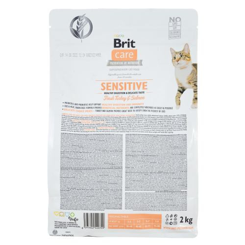 Корм сухой Brit Care Cat Grain Sensitive HDigestion Delicate Taste для кошек с чувствительным пищеварением индейка и лосось 2 Киев - изображение 3