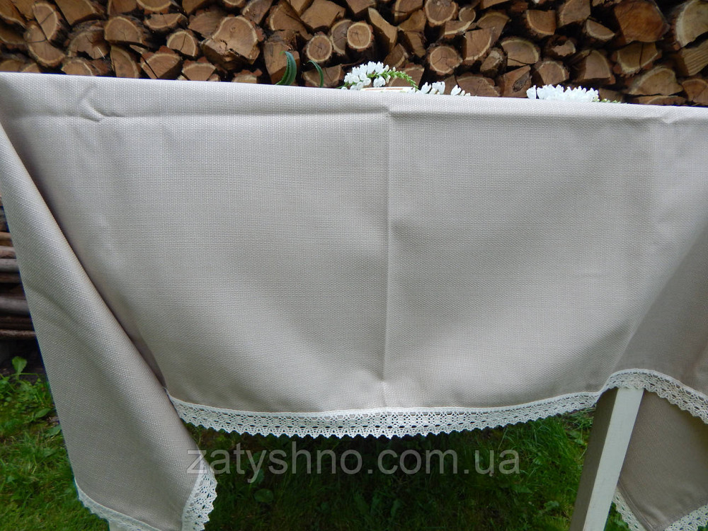 Серая скатерть с ажуром на большой стол Киев - изображение 6