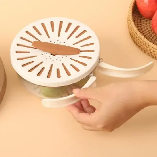 Двухслойная дренажная корзина / Миска для очистки фруктов с ситечком Коломия - фото 2