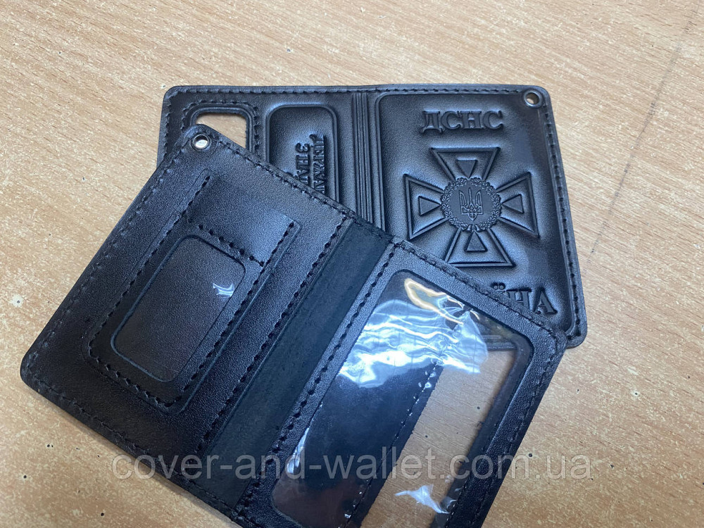 Обкладинка для нового посвідчення ДСНС із кишенею для жетона Puos Чорний Київ - фото 3