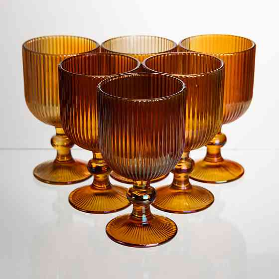 Набір келихів для вина 6 штук 240 мл на ніжці скляні Бурштиновий Yiwu HP-19-209 Київ