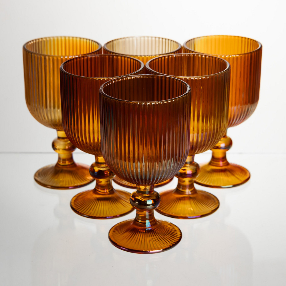 Набір келихів для вина 6 штук 240 мл на ніжці скляні Бурштиновий Yiwu HP-19-209 Київ - фото 1