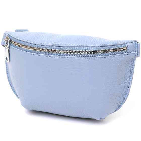 Зручна шкіряна жіноча бананка Shvigel 16374 Блакитний Київ