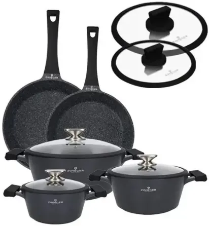Zwieger Black Stone Набір каструль Z Pokrywkami 20 24 28Cm + Сковорідки Кришки (ZWBS30) Киев