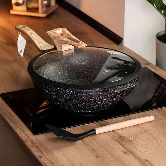 MGC Алюмінієва сковорода 5,8 л, мармурове антипригарне покриття, Ø 32 см, з лопаткою для пригот Коломия