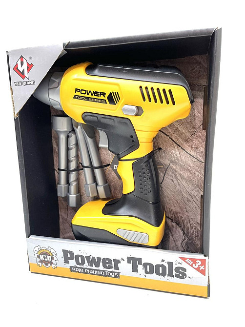 Шуруповерт іграшковий 4 насадки автоматичне обертання режим "реверс" Жовто-чорний (T002) Чернігів - фото 5