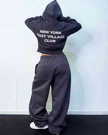 Женский теплый стильный костюм двойка: укороченное худи и штаны трехнитка на флисе 46/48 Одесса