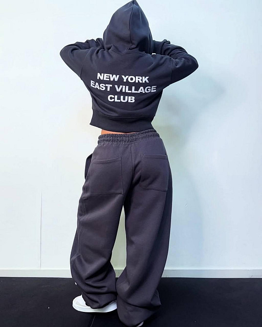 Женский теплый стильный костюм двойка: укороченное худи и штаны трехнитка на флисе 46/48 Одесса - изображение 2