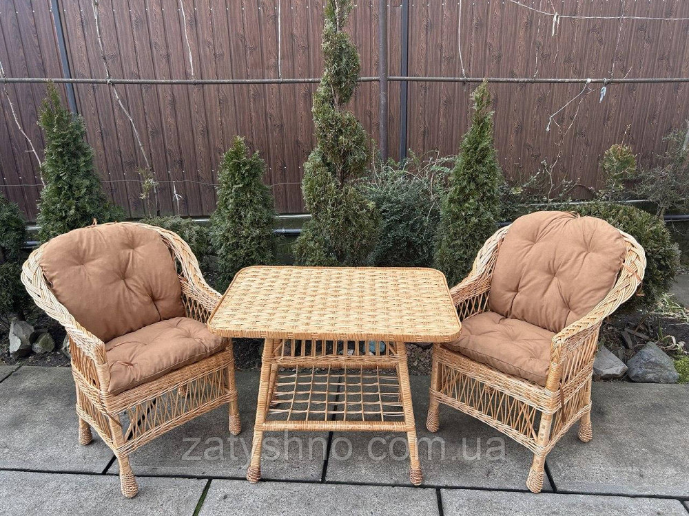 Меблі плетені з кавовими накидками Київ - фото 8