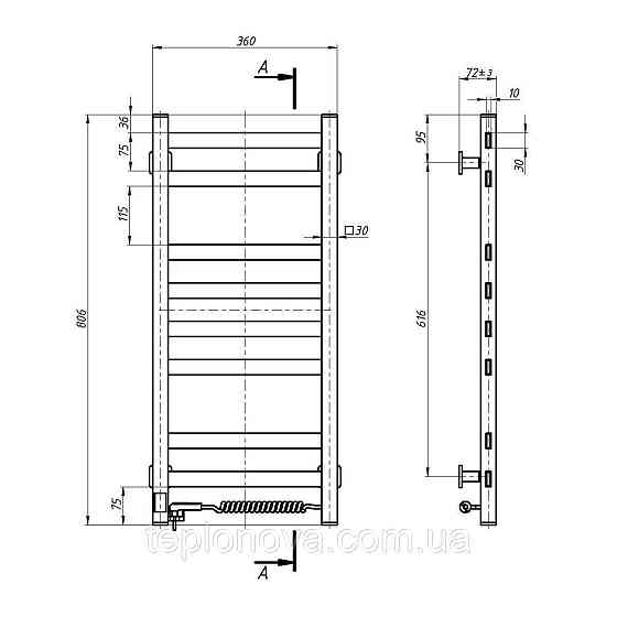 Полотенцесушитель Авангард 360х800 Sensor правый с таймером, белый Черновцы