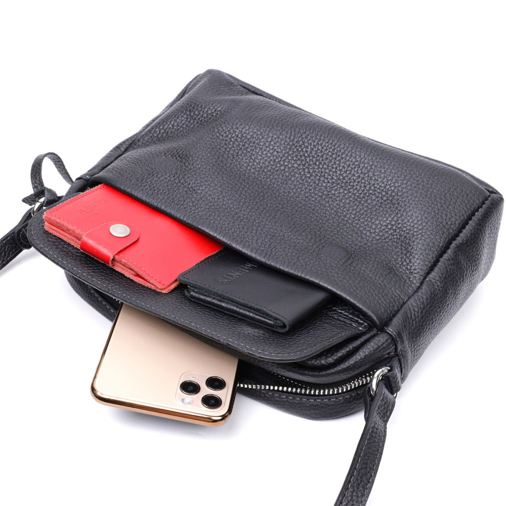 Удобная женская сумка кросс-боди из натуральной кожи GRANDE PELLE 11651 Черная Киев - изображение 8