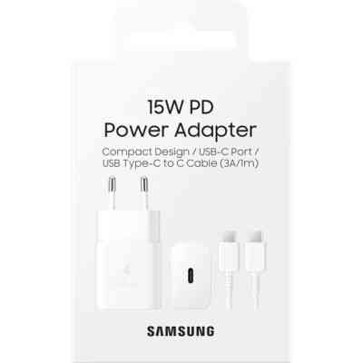 Зарядное устройство Samsung USB-С 15W White + Cable USB-C 1m (EP-T1510XWEGEU) Винница