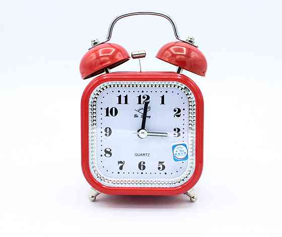Годинник будильник колокольчик 2859, червоний, чорний, рожевий, синій Дніпро