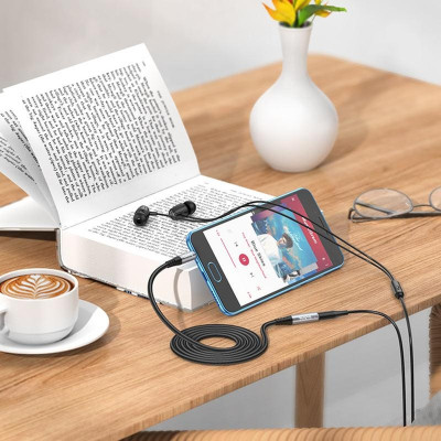 Кабель мультимедійний 3.5mm M to 3.5mm F 2.0m Gray HOCO (6931474762160) Вінниця - фото 7