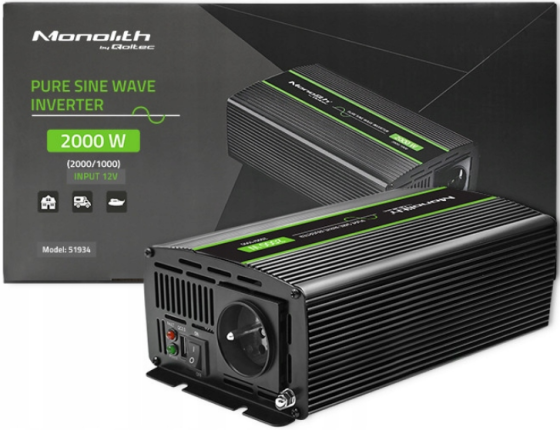 Інвертор 12 230 з чистою синусоїдою 2000Вт Qoltec (Польща) Київ