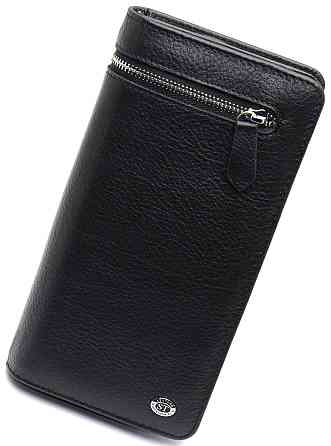 Мужской кошелек ST Leather (20 х 10 х 3.5 см) из натуральной кожи Черный Киев