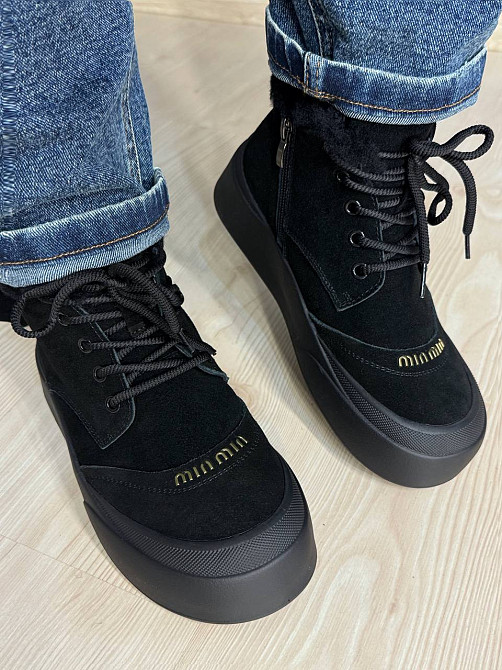 Черевики жіночі Hengji 677-1 замшеві високі кеди на хутрі чорні, 38, 24 см Київ - фото 4