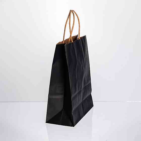 Набір подарункових крафтових пакетів з паперу 12 (шт.) гарні пакети для подарунків 15×8×21 (см) Чорний HP-10359-5B Київ