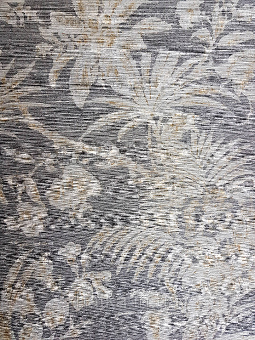 Шпалери флізелінові еко Casadeco Five o'clock 0.53х10 коричневі квіти, пальми, листя на чорному під тканина гобелен Київ - фото 1