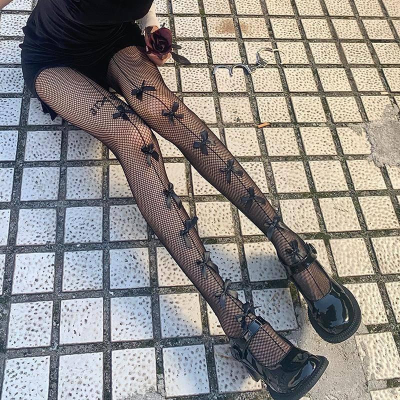 Женские черные колготки - сеточка с отделкой Черный 2 Одесса - изображение 8