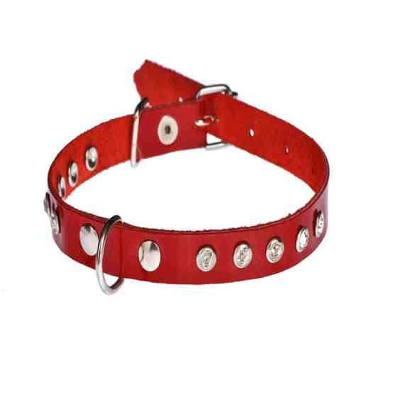 Нашийник 1412 15мм "Елегант" прикрашений стразами Червоний Вінниця