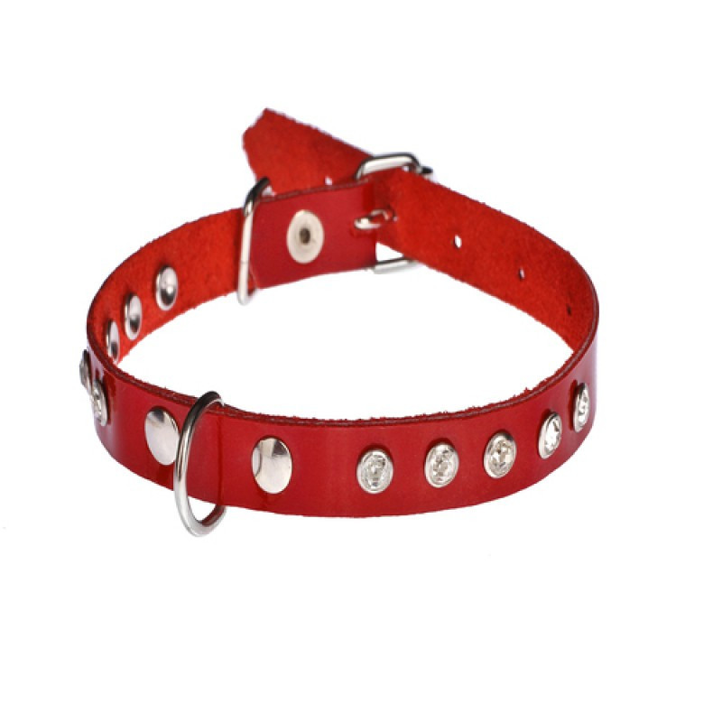 Нашийник 1412 15мм "Елегант" прикрашений стразами Червоний Вінниця - фото 1