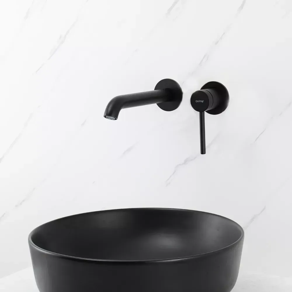 Змішувач для умивальника настінний Gappo G1206-6 чорний Київ - фото 2