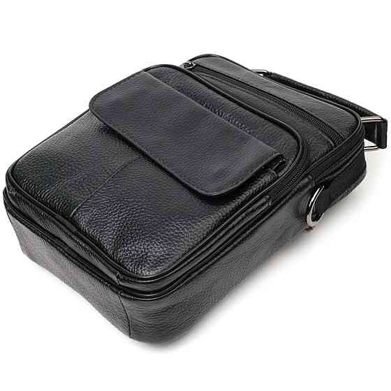 Интересная вертикальная мужская сумка из натуральной кожи Vintage 21953 Черная Киев