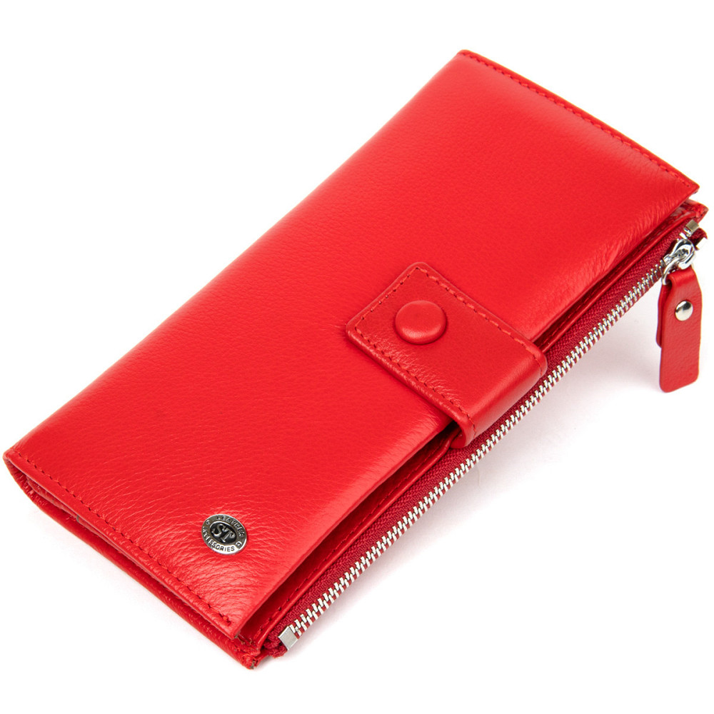 Жіночий шкіряний гаманець-клатч червоний (ST Leather) Київ - фото 11