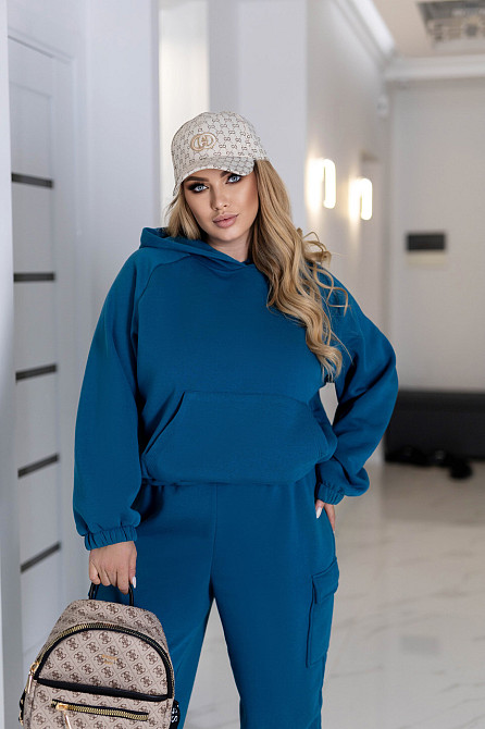 Теплий спортивний костюм зі штанами карго "Human" | Норма і батал Морська хвиля, 50-52 Київ - фото 3