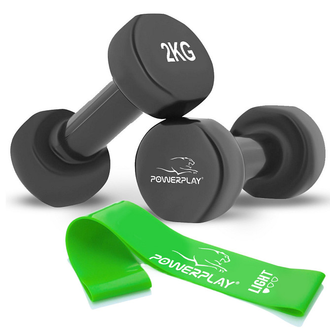 Гантелі вінілові PowerPlay 4125 Achilles 2*2 кг. Чорні (пара - 2шт.) Каменское - изображение 1