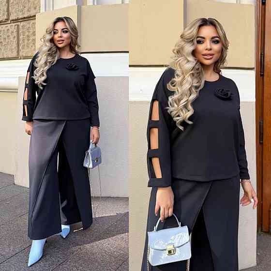 Женский батальный костюм двойка креп дайвинг Графит, 56/58 Одесса