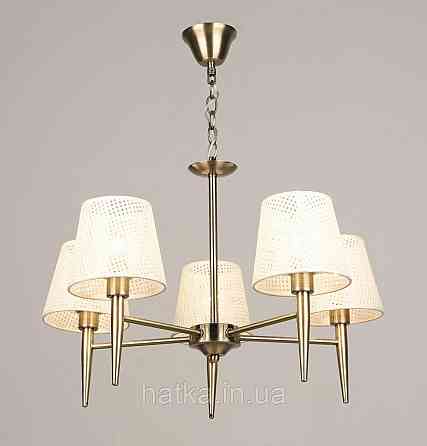 Люстра стельова на 5 плафонів VALESO KH2360/5, патрон E14, Тканина, Бронза Київ