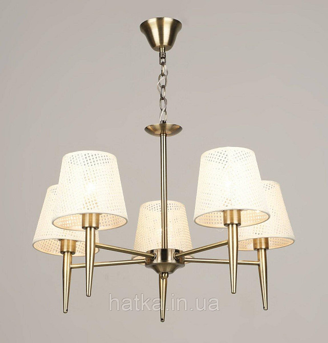 Люстра стельова на 5 плафонів VALESO KH2360/5, патрон E14, Тканина, Бронза Київ - фото 1