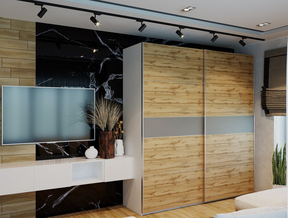 Шкаф-купе двухдверный Doros G-Caiser 220х60х240 см Белый/Тахо/Графит (DRS-011010) Львов - изображение 1