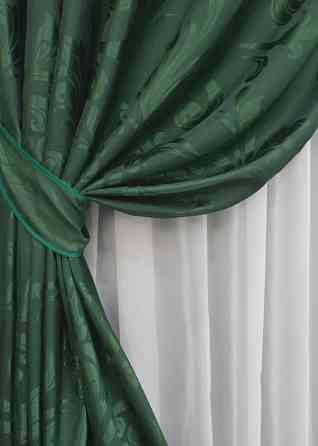 Шторна тканина жаккард, колекція "Лілія" колір зелений 1565ш Київ