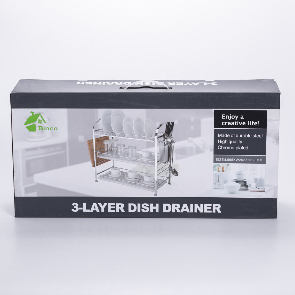 Yiwu Сушарка кухонна з хромованої сталі трирівнева з піддонами і тримачами HP-46-12 Коломыя - изображение 7