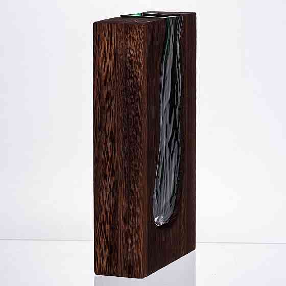 Скляна прозора ваза прямокутна, декоративна ваза для дому стильна для квітів HP-32-1 Київ