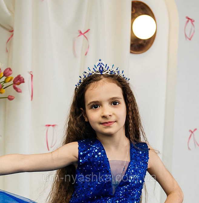 Диадема на обруче Корона синяя с камнями Кривой Рог - изображение 7