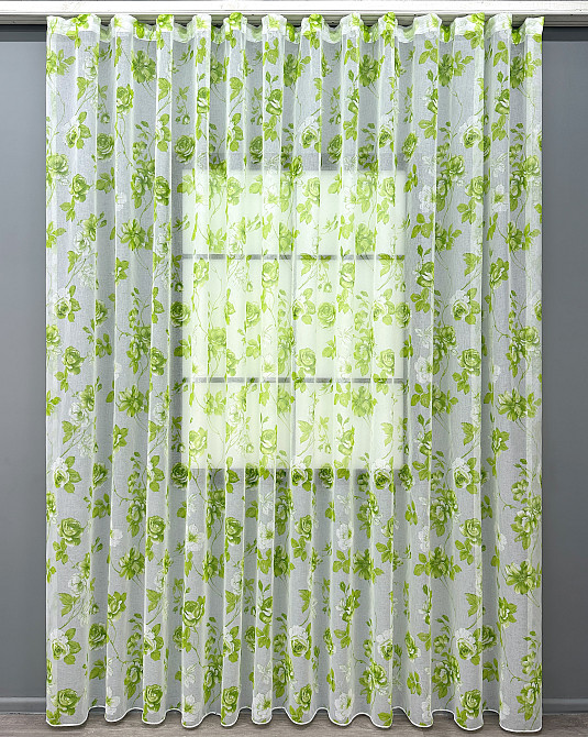 Тюль VR-Textil 1264т Flora Батист Білий з салатовим 400х270 см (42-1382) Київ - фото 10