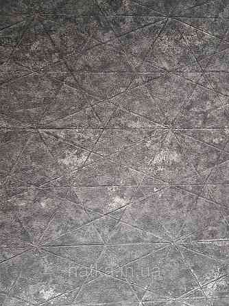 Шпалери вінілові на флізелін Rasch Composition 0,53х10 геометрія смуги фігури під штукатурку чорні срібло Київ
