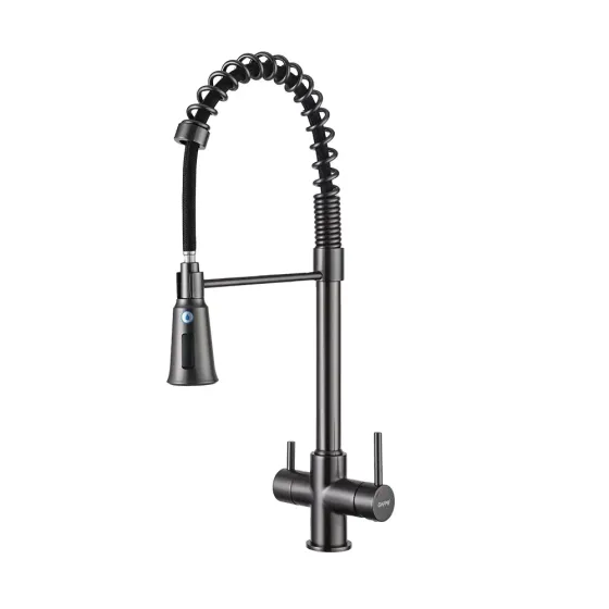 Змішувач для кухні з підключенням до фільтру GAPPO G4398-69 гнучкий вилив, графіт Київ