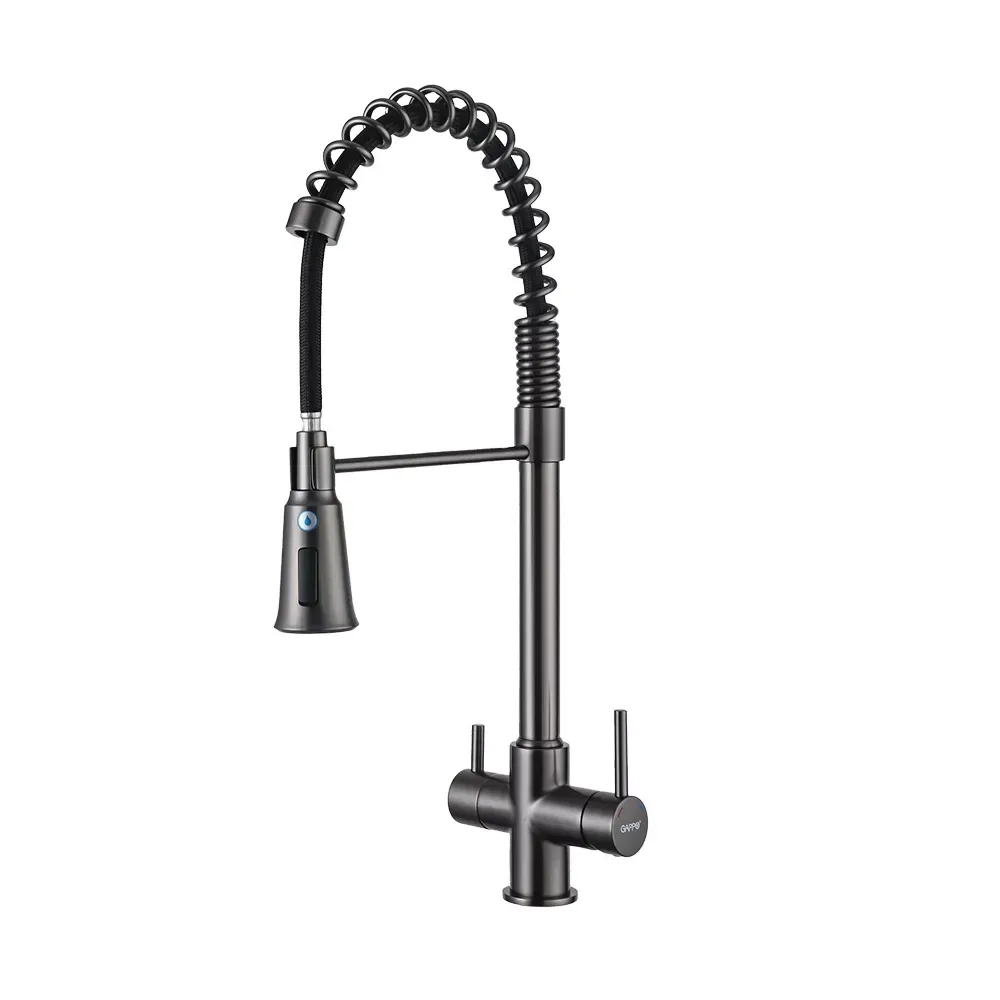 Змішувач для кухні з підключенням до фільтру GAPPO G4398-69 гнучкий вилив, графіт Київ - фото 1