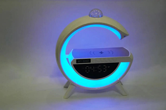 Настільна LED-лампа нічник-колонка BT-3402 у вигляді літери G з RGB підсвічуванням та бездротовою за Київ - фото 7