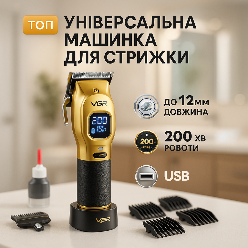 Машинка для стрижки волос для дома USB, Машинка для стрижки с длительной работой Триммер висков UM-68 Львов - изображение 16