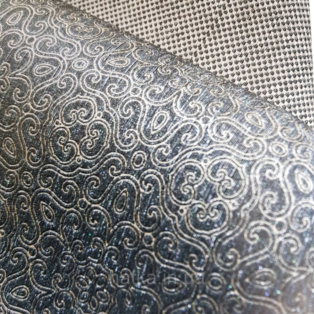 Шпалери метрові вінілові на флізелін Villa Marburg Lombardi вензелі завитки східний малюнок чорний з золотом Київ - фото 1