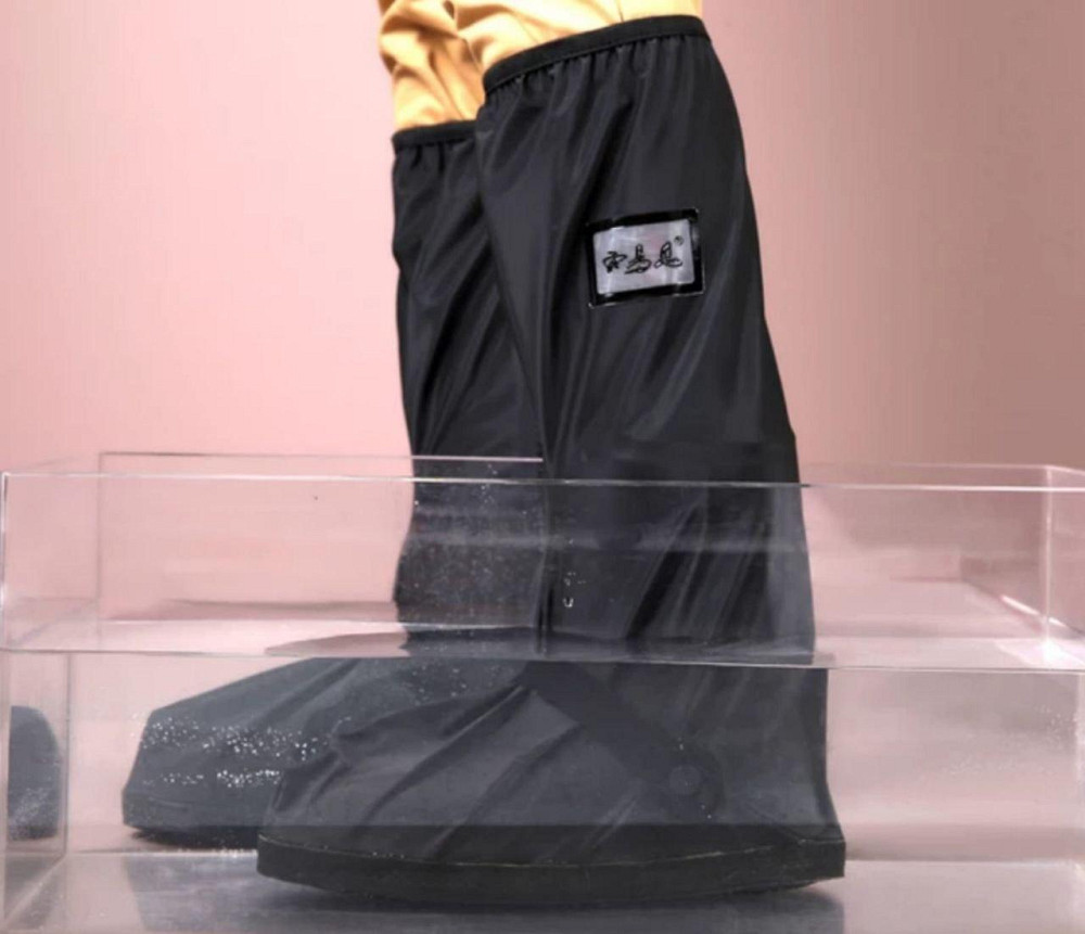 Водонепроникні ПВХ тактичні бахіли для взуття чорні дощові для захисту ніг Днепр - изображение 3