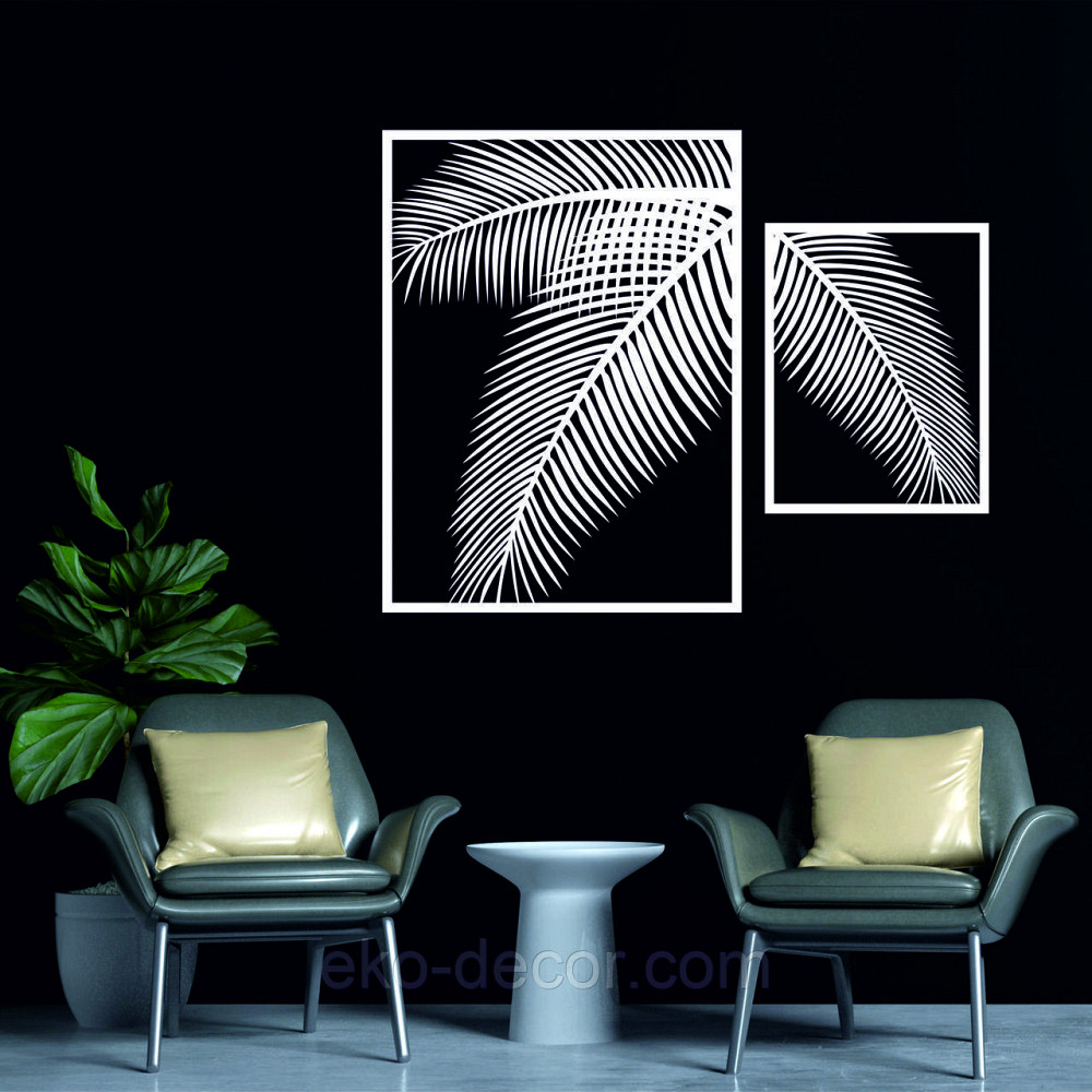Декоративне настінне Панно «Пальма» Декор на стіну 110*90 см, Білий Київ - фото 2