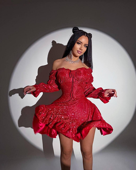 Жіноче святкове блискуче та мерехтливе люрексове плаття з блискітками Червоний, 46/48 Одеса - фото 3